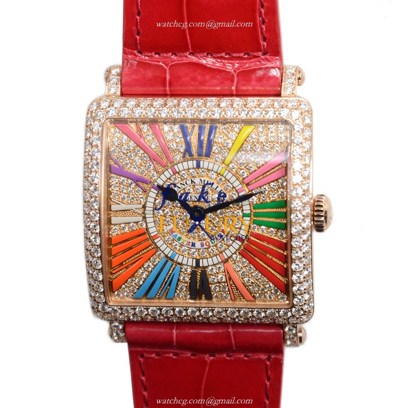 Franck Muller Master Square 6002 M QZ COL DRM R D CD 5N Replica Watch, Quartz, Rose Gold &