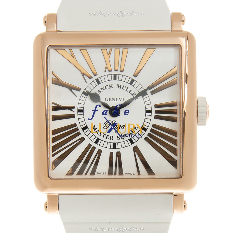Franck Muller Master Square 6002 M QZ REL R PLY 5N-WT STRAP Quartz White Dial Replica Watch