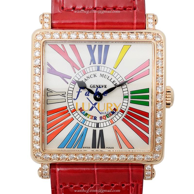 Franck Muller Master Square Replica Watch 6002 M B QZ COL DRM R D 1R 5N Quartz Silver Dial Rose Gold