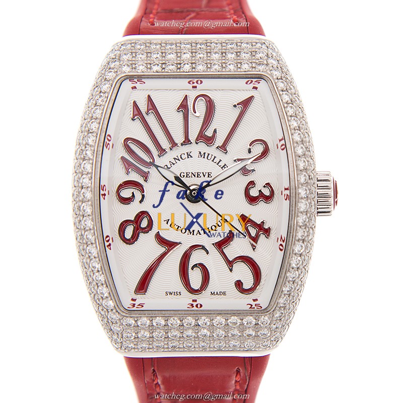 Franck Muller V 29 SC AT FO D AC.RG Vanguard Replica Watch, Automatic, White Dial, Red Alligator