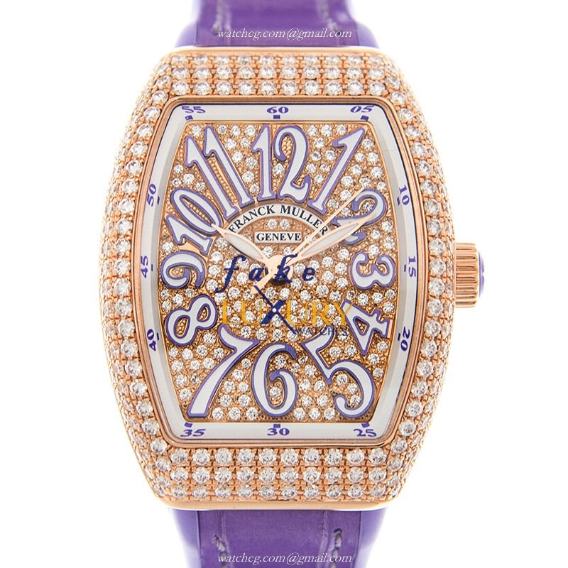 Franck Muller V 29 SC AT FO D CD 5N.VL Vanguard - Auto 18kt Rose Gold Diamonds Replica Watch - Luxury Replica Watch