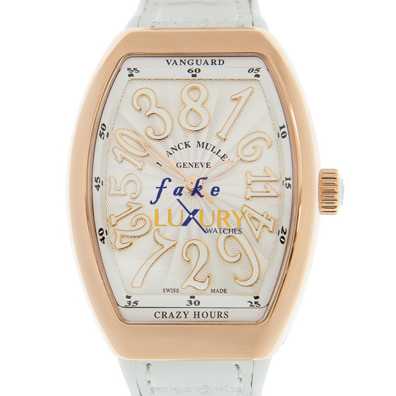 Franck Muller V 32 CH 5N.BC Crazy Hours Auto 18kt Rose Gold Replica Watch, Auto, White Dial - Luxury Replica Watch