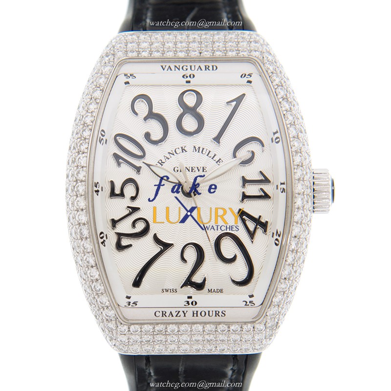 Franck Muller V 32 CH D AC.NR Vanguard Replica Watch, White Dial, Leather Strap