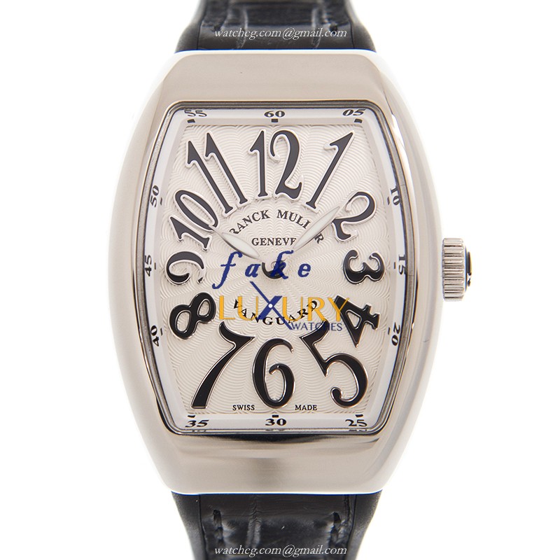 Franck Muller V 32 QZ AC NR-WHITE Replica Watch Quartz Steel, White Dial Black Alligator Strap