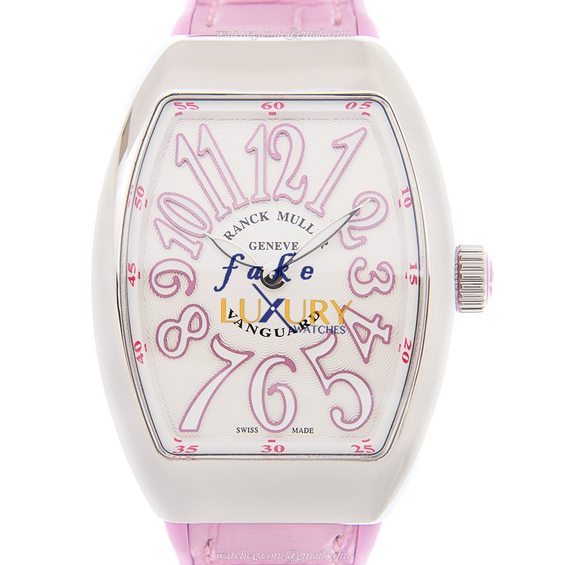 Franck Muller V32 QZ AC.RS Vanguard Quartz Replica Watch - 32mm Steel Case, White Dial, Red Leather - Luxury Replica Watch