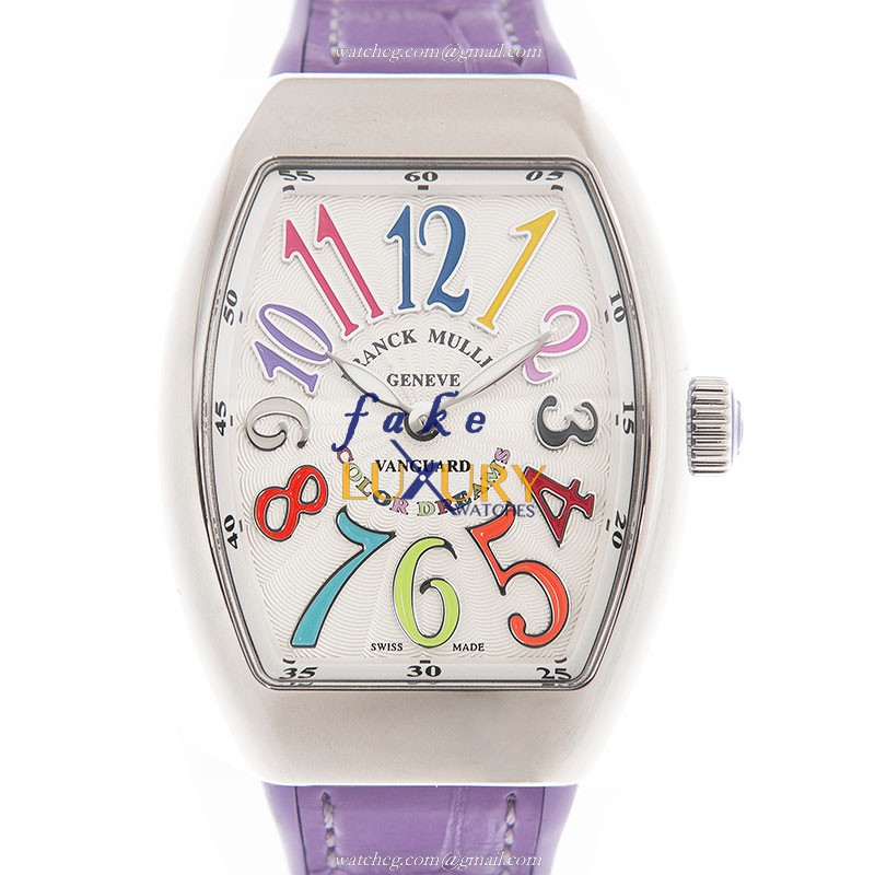 Franck Muller V 32 QZ COL DRM AC.VL - Replica Watch - Quartz - Steel Case - White Dial - Purple - Luxury Replica Watch
