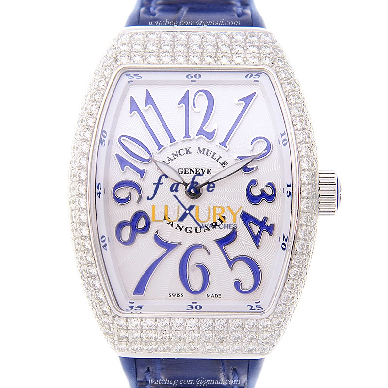 Franck Muller V32 QZ D AC.BU Quartz Stainless Steel & Diamond Bezel Replica Watch - Luxury Replica Watch