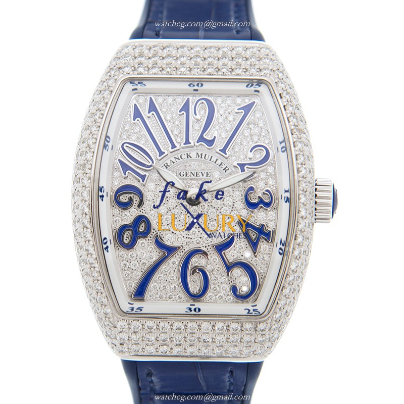 Franck Muller V32QZDCDAC.BU Ladies Quartz Steel Diamond Replica Watch - 15202ST.OO.1240ST.01 - Luxury Replica Watch