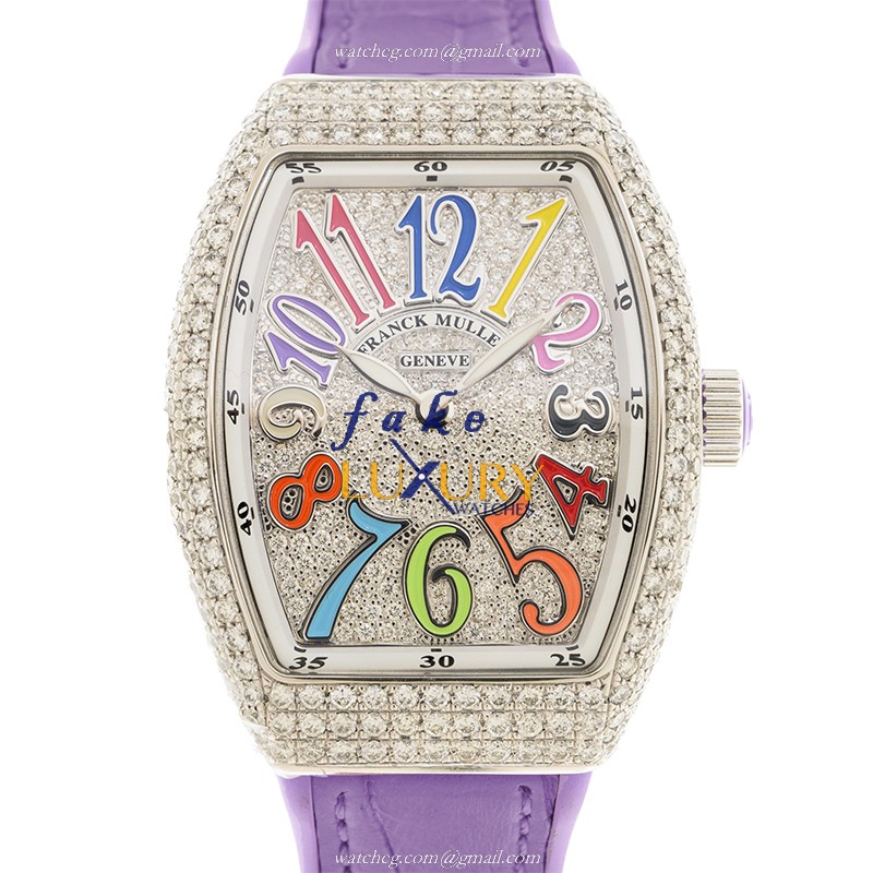 Franck Muller V32QZD CD COL DRM AC.VL Vanguard Quartz 18kt White Gold Diamond Replica Watch - Luxury Replica Watch