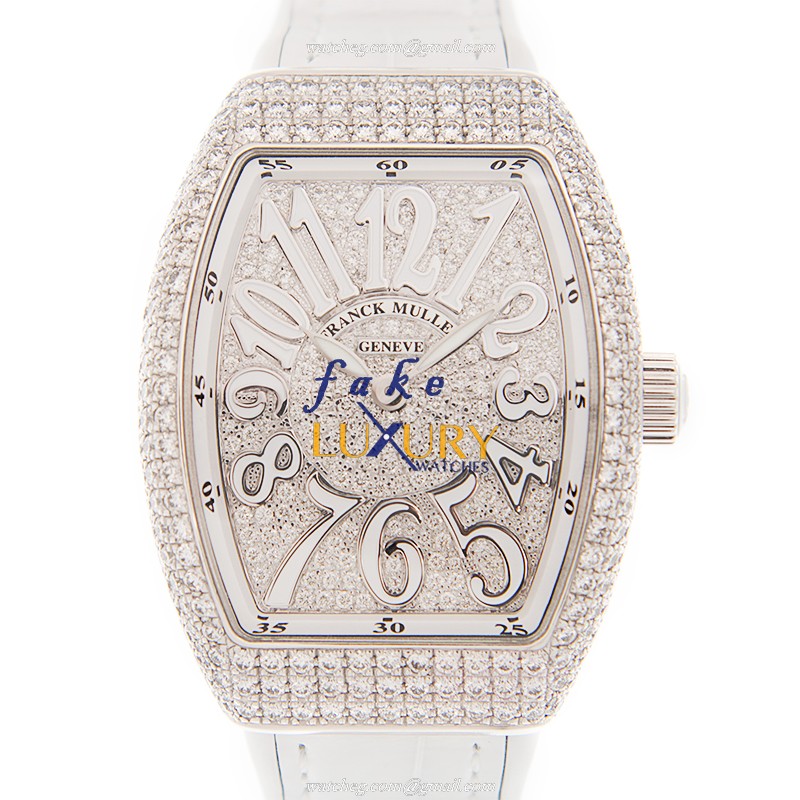 Franck Muller V 32 QZ D CD OG.BC VANGUARD Quartz 18kt White Gold Diamond | Replica Watch - Luxury Replica Watch