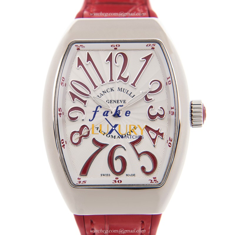 Franck Muller V 32 SC AT FOAC.RG Vanguard Automatic White Dial Red Strap Replica Watch - Luxury Replica Watch