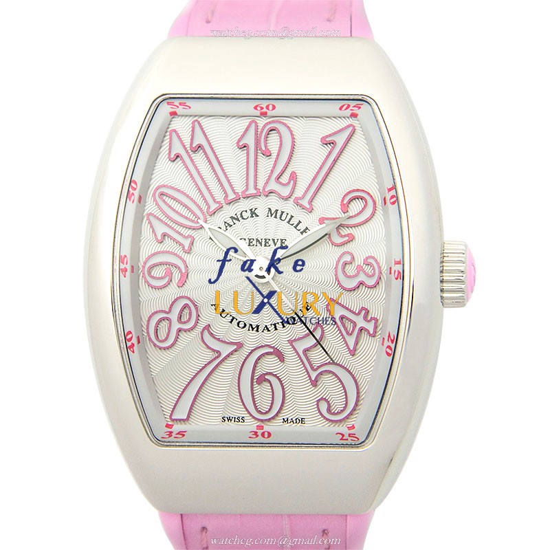 Franck Muller V 32 SC AT FO AC.RS Vanguard Replica Watch, Silver Dial, Steel Case, Pink Alligator - Luxury Replica Watch