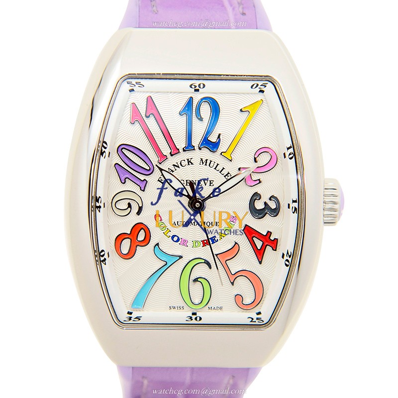 Franck Muller V 32 SC AT FO COL DRM AC.VL Vanguard Automatic Silver Dial Purple Rubber Strap - Luxury Replica Watch