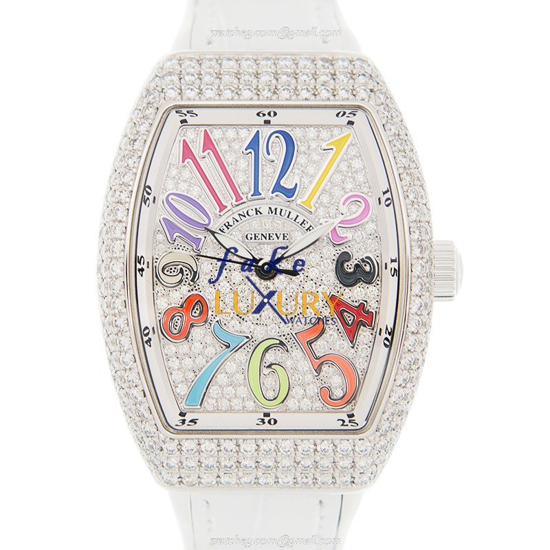 Franck Muller V 32 SC AT FO COL DRM D CD AC.BC - Automatic Stainless Steel & Diamonds Watch - Luxury Replica Watch