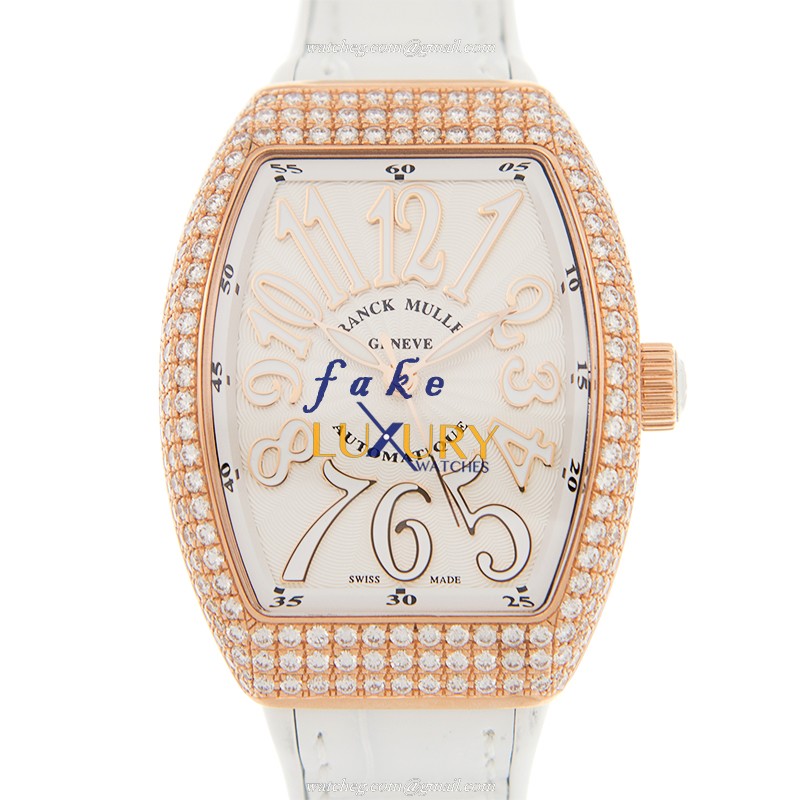 Franck Muller V 32 SC AT FO D 5N.BC Vanguard Replica Watch, Automatic, White Dial, Rose Gold - Luxury Replica Watch
