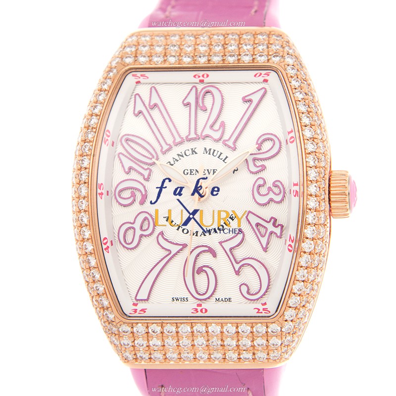 Franck Muller V 32 SC AT FO D 5N.RS VANGUARD Automatic 18kt Rose Gold & Diamonds Pink Alligator