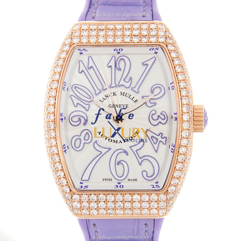 Franck Muller V 32 SC AT FO D 5N.VL Rose Gold Diamond Bezel Swiss Auto 32mm Watch Replica - Luxury Replica Watch
