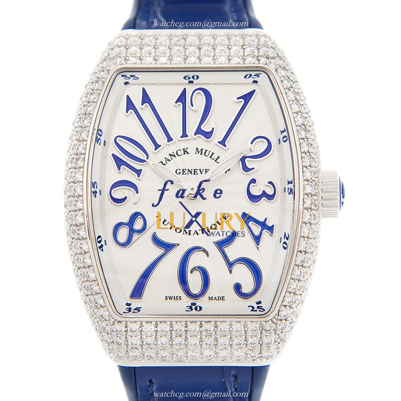 Franck Muller V 32 SC AT FO D AC.BU VANGUARD Replica Watch, 32mm, White Dial, Steel & Diamonds Case - Luxury Replica Watch