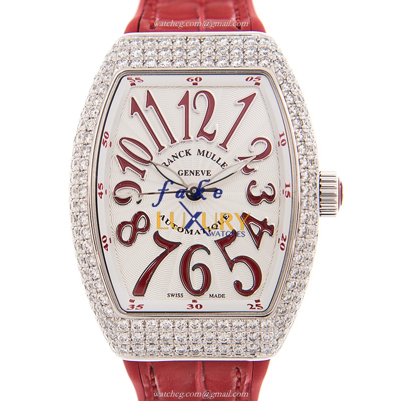 Franck Muller V 32 SC AT FO D AC.RG VANGUARD Automatic White Dial Red Strap Replica Watch