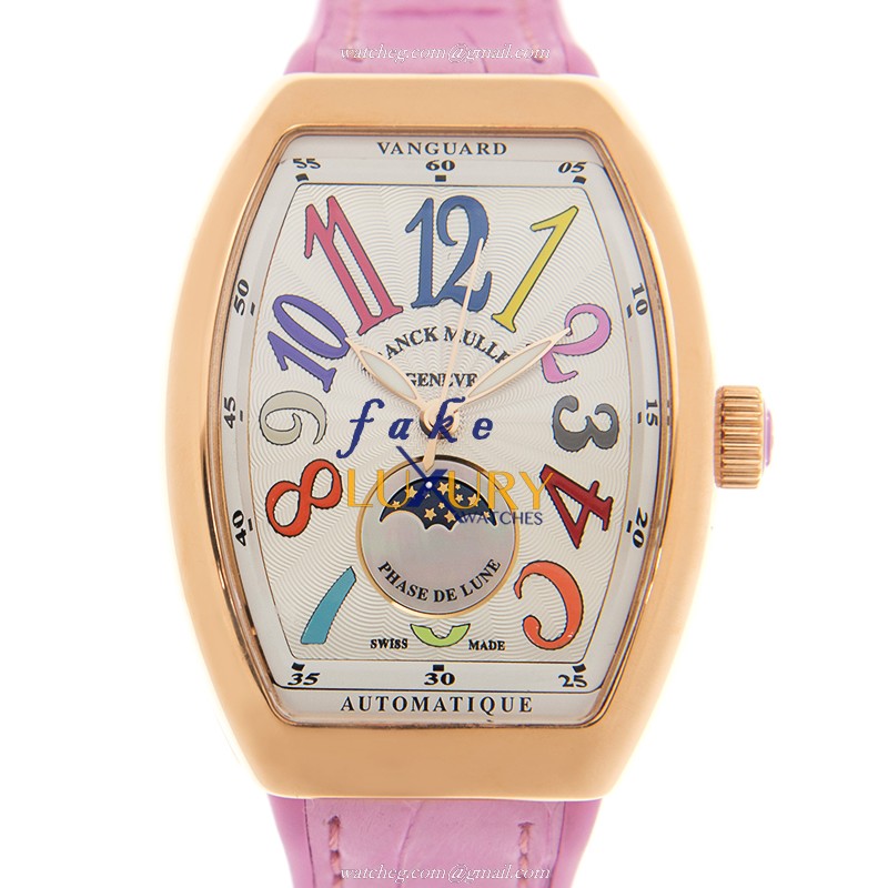 Franck Muller V32SCATFOLCOLDRM5N.RS Ladies Auto 18kt Rose Gold Case Sapphire Crystal White Dial - Luxury Replica Watch