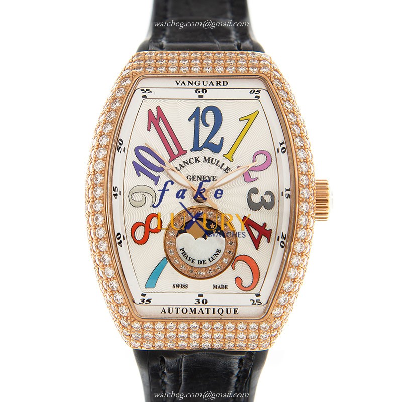 Franck Muller V 32 SC AT FO L D CD 1R COL DRM 5N.BC Automatic 18kt Rose Gold & Diamonds Replica - Luxury Replica Watch