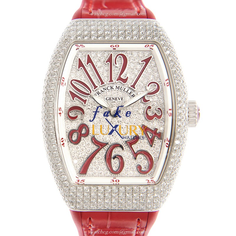 Franck Muller V 35 QZ D CD AC.RG Vanguard Replica Watch, Quartz, Silver Dial, Steel Diamonds Case