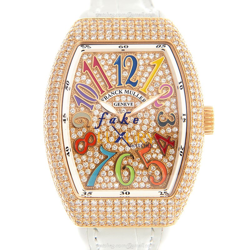 Franck Muller V 35 QZ D CD COL DRM 5N.BC Quartz 18kt Rose Gold & Diamond Replica Watch, Automatic - Luxury Replica Watch