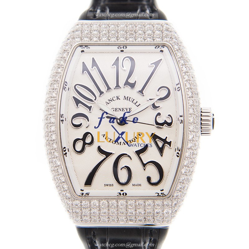 Franck Muller V 35 SC AT FO D AC.NR Vanguard Replica Watch, Automatic, White Dial, Steel & Diamonds