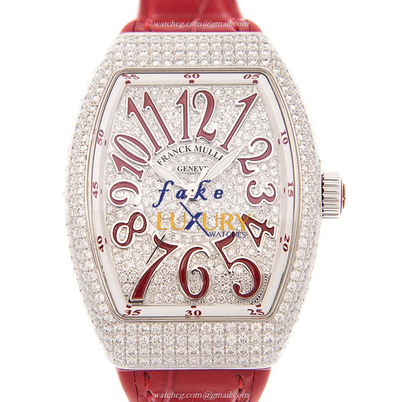 Franck Muller V35 SC AT FO D CD AC.RG Vanguard Automatic 18kt White Gold Diamond Replica Watch - Luxury Replica Watch