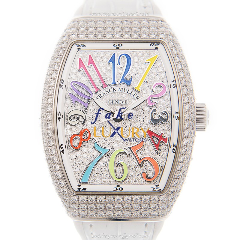 Franck Muller V 35 SC AT FO D CD COL DRM AC.BC Automatic 18kt White Gold & Diamond Replica Watch - Luxury Replica Watch