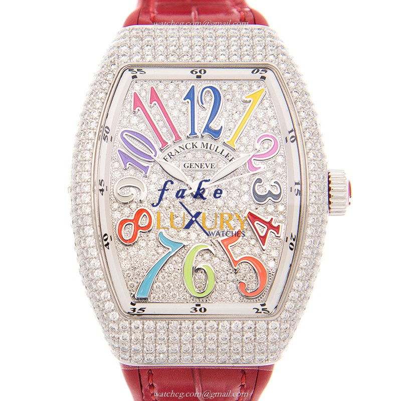Franck Muller V 35 SC AT FO D CD COL DRM AC.RG Automatic 18kt White Gold Diamond Replica Watch - Luxury Replica Watch