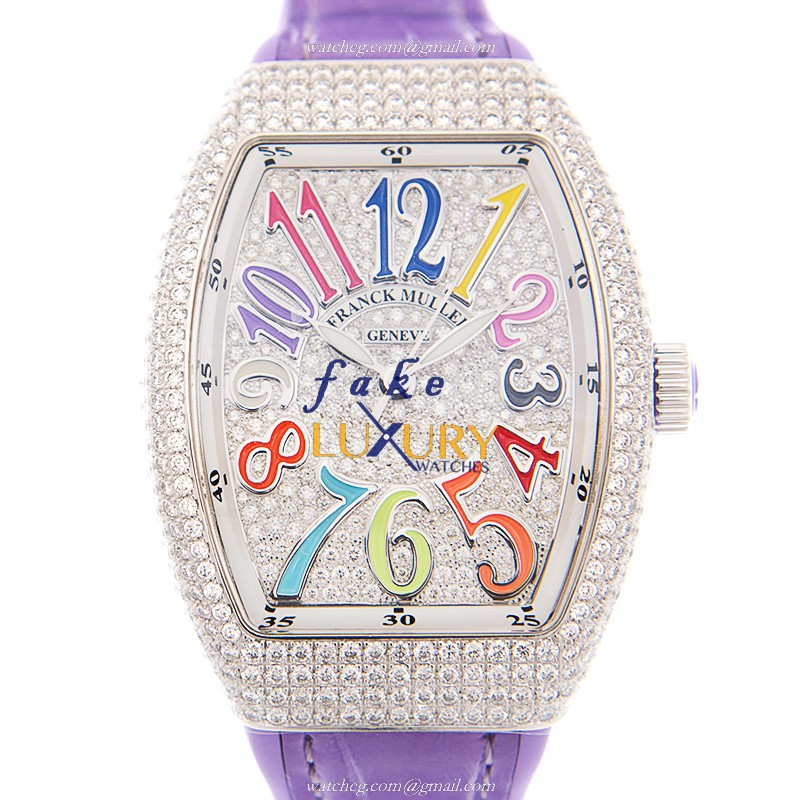 Franck Muller V 35 SC AT FO D CD COL DRM AC.VL Replica Watch - VANGUARD Automatic - 18kt White Gold - Luxury Replica Watch