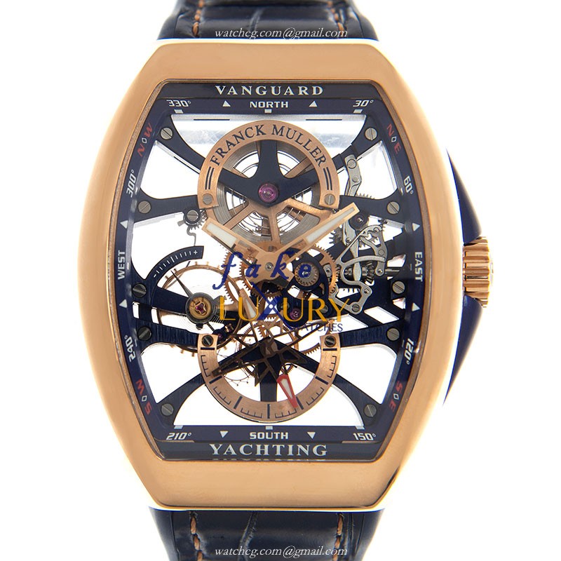 Franck Muller V 41 S6 SQT YACHTING ANC 5N.BL Manual Wind 18kt Rose Gold Replica Watch, Model V 41 - Luxury Replica Watch