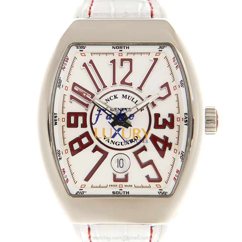 Franck Muller V 41 SC DT AC.RG Vanguard Replica Watch, Automatic, 41mm Steel Case, White Dial