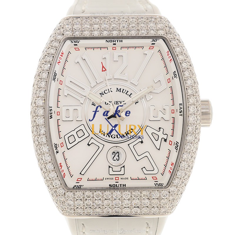Franck Muller V 41 SC DT D OG.BC Vanguard Automatic White Gold Diamond Replica Watch - Luxury Replica Watch