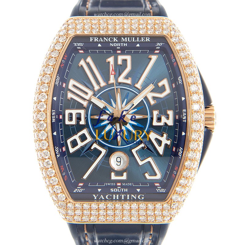 Franck Muller V 41 SC DT D YACHTING 5N.BL VANGUARD Automatic 41mm 18kt Rose Gold Diamond Bezel - Luxury Replica Watch