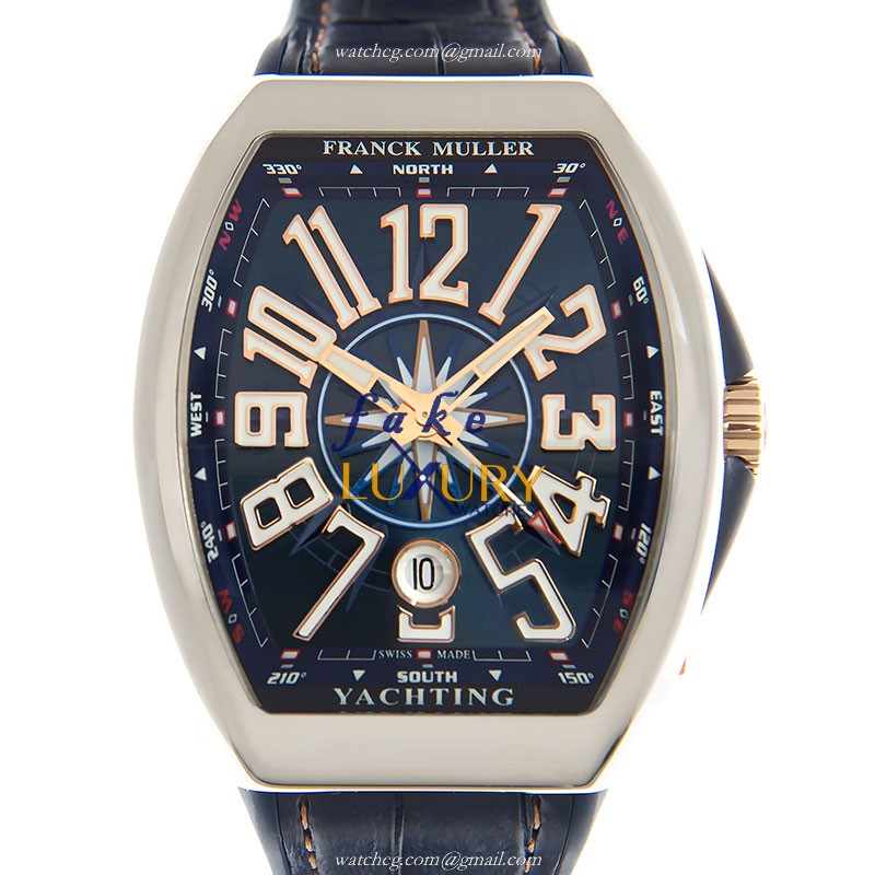 Franck Muller V 41 SC DT YACHTING STG AC.BL Vanguard Replica Watch Automatic Blue Dial Steel Case