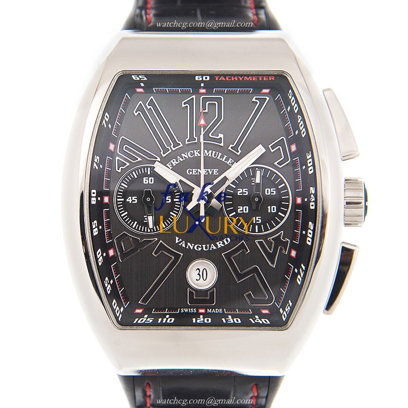 Franck Muller V 45 CC DT AC.NR Vanguard Automatic, Stainless Steel Case, Black Dial, Leather Strap - Luxury Replica Watch