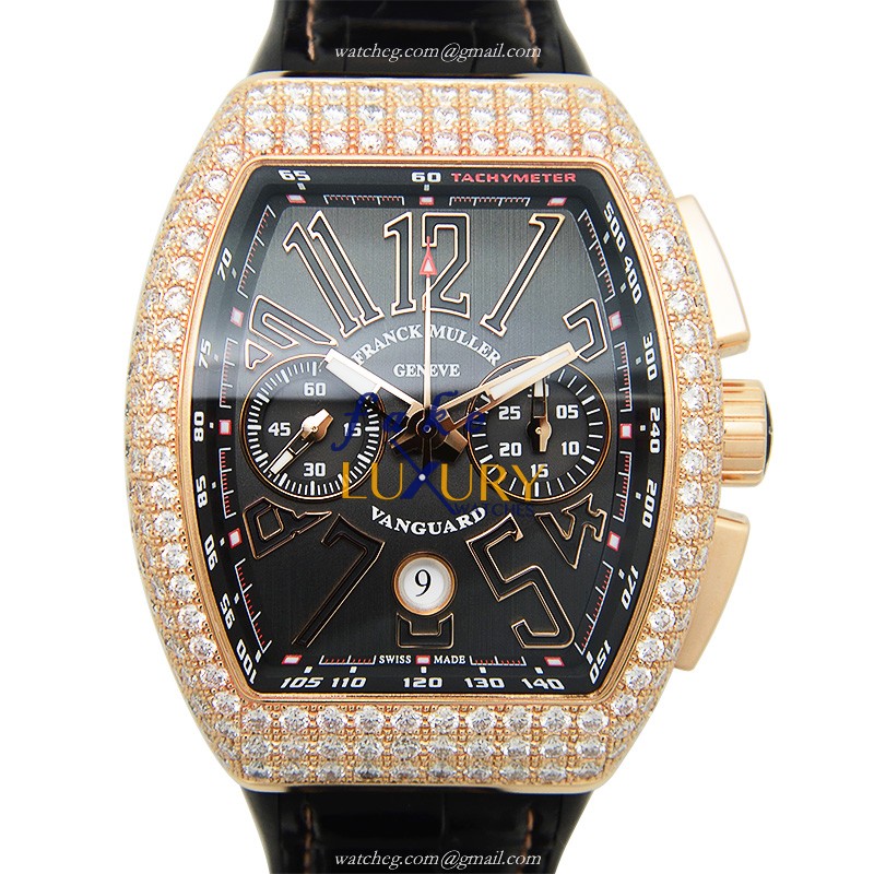 Franck Muller V 45 CC DT D 5N Vanguard Automatic 18kt Rose Gold & Diamond Replica Watch, 44mm - Luxury Replica Watch