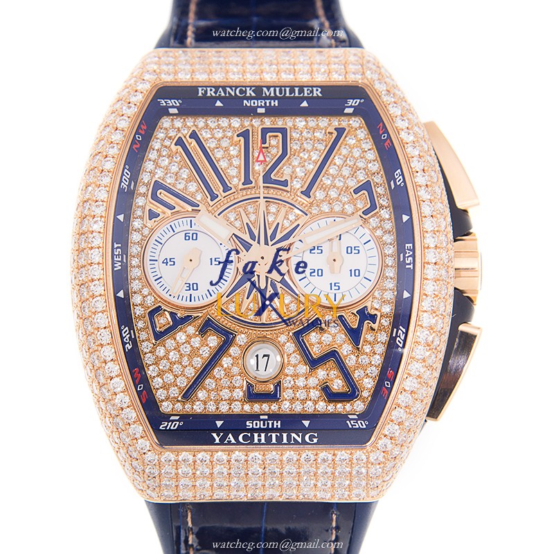 Franck Muller V 45 CC DT D CD 5N.BL Vanguard Replica Watch, Automatic, Gold Dial, Rose Gold & - Luxury Replica Watch