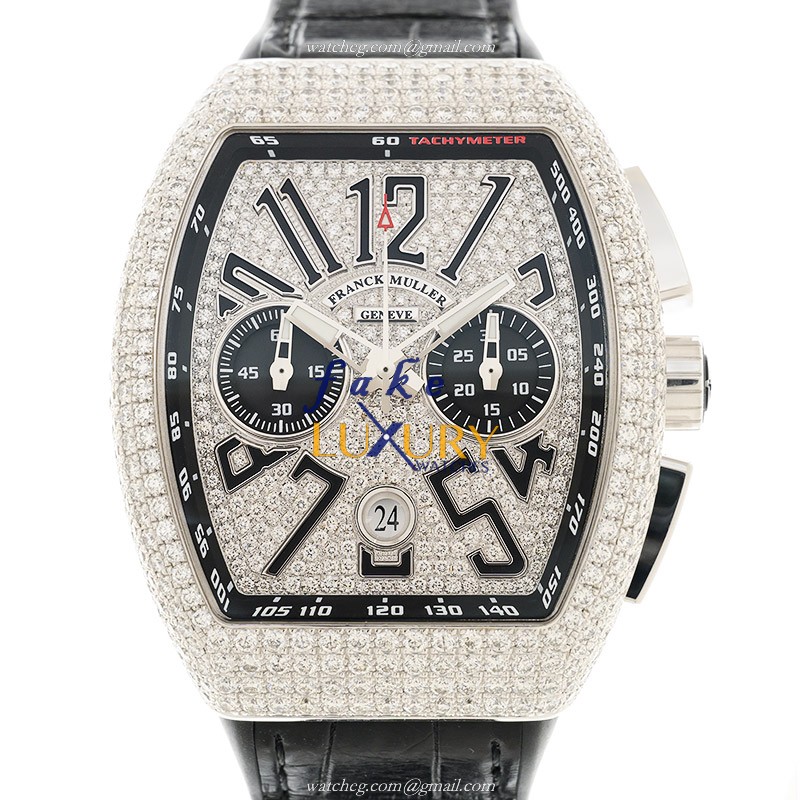 V 45 CC DT D CD OG.NR - Franck Muller Vanguard Replica Watch - Automatic 18kt White Gold Diamond - Luxury Replica Watch