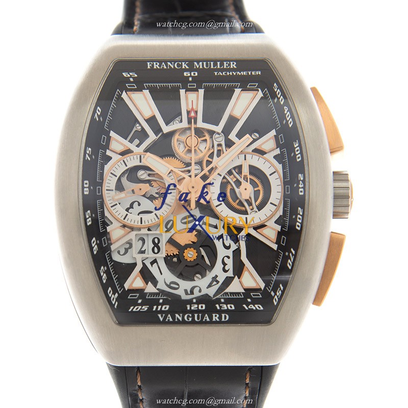 Franck Muller V 45 CC DT GD SQT AC.BR.NR Automatic Black Dial Titanium Replica Watch