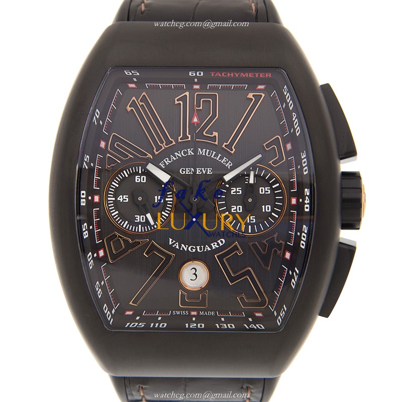 Franck Muller V 45 CC DT TT NR BR5N VANGUARD Replica Watch, Black Dial, Steel Case, Automatic