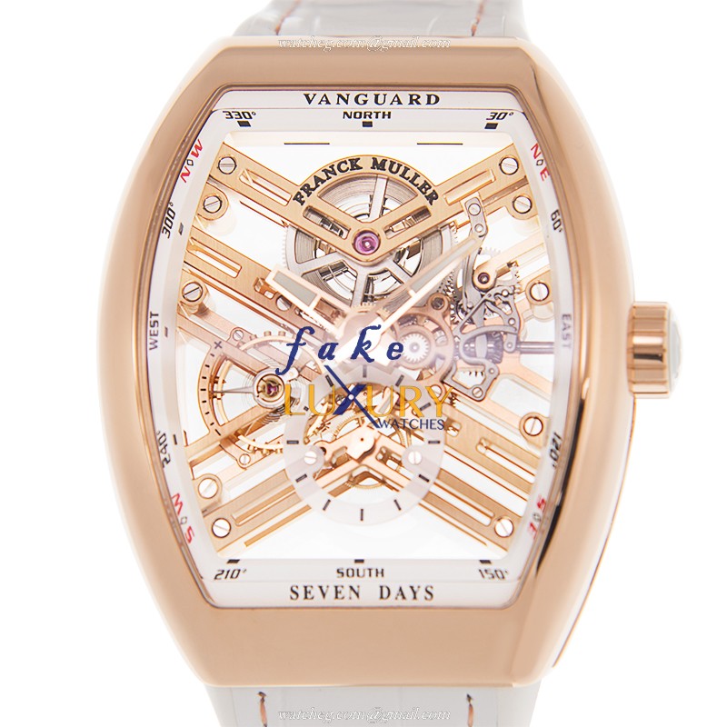 Franck Muller V 45 S6 SQT 5N.BC Vanguard Replica Watch, Automatic, 44mm, 18kt Rose Gold, Gold Dial - Luxury Replica Watch