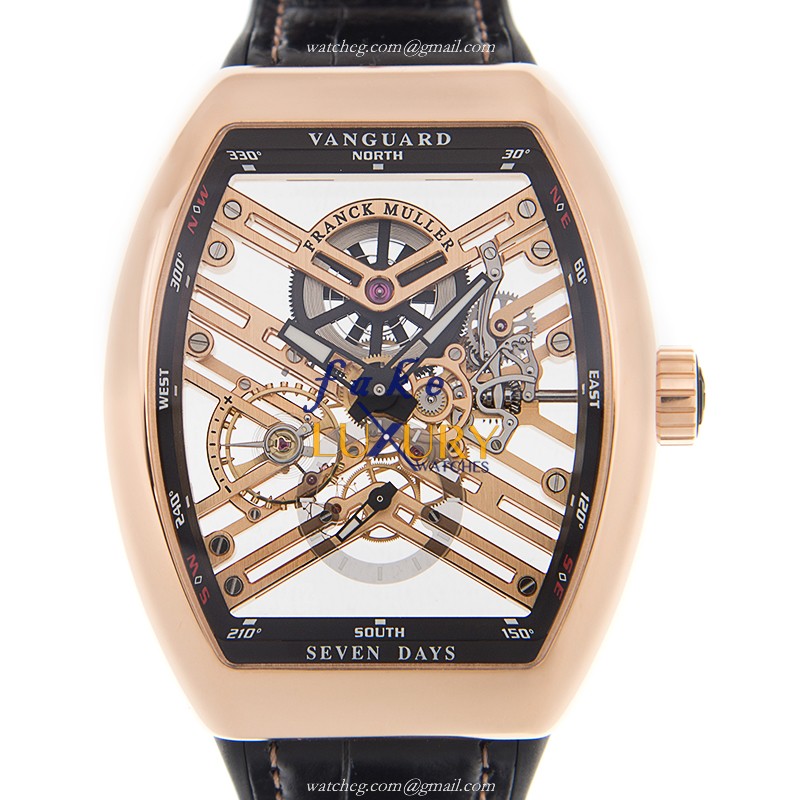 Franck Muller V 45 S6 SQT 5N.NR VANGUARD Replica Watch, 18kt Rose Gold, Manual Wind