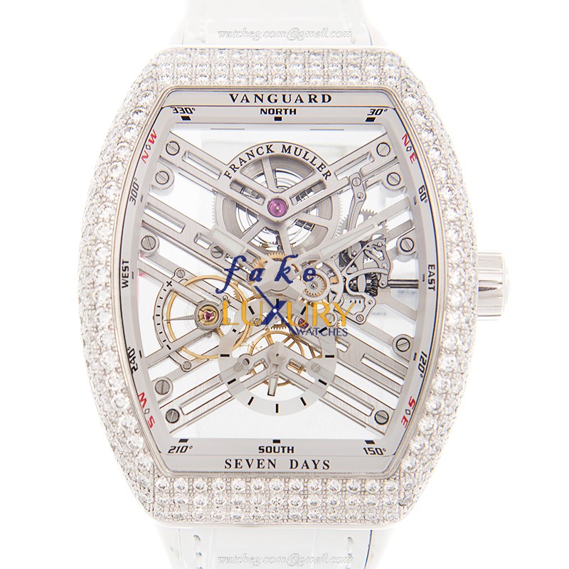 Franck Muller V 45 S6 SQT D AC.BC - Vanguard Manual Wind - Stainless Steel & Diamonds - 0.5KG - Luxury Replica Watch