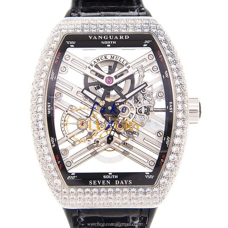 Franck Muller V45S6SQTD-AC.NR Manual Wind Stainless Steel & Diamond Replica Watch - Luxury Replica Watch