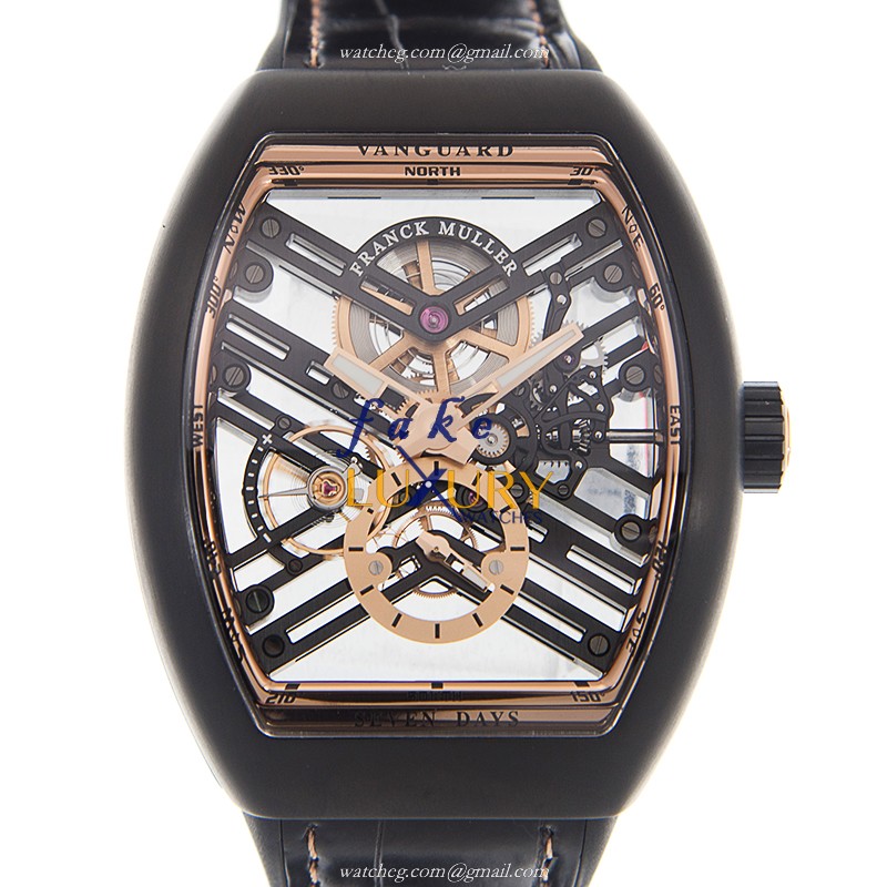 V 45 S6 SQT TT NR 5N.BR - Franck Muller Vanguard Replica Watch - Manual Wind 18kt Rose Gold Steel - Luxury Replica Watch