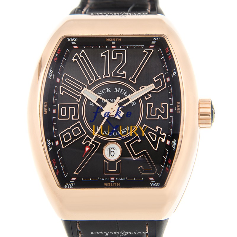Franck Muller V 45 SC DT 5N.NR VANGUARD Replica Watch, Automatic, 44mm, Black Dial, Rose Gold Case - Luxury Replica Watch