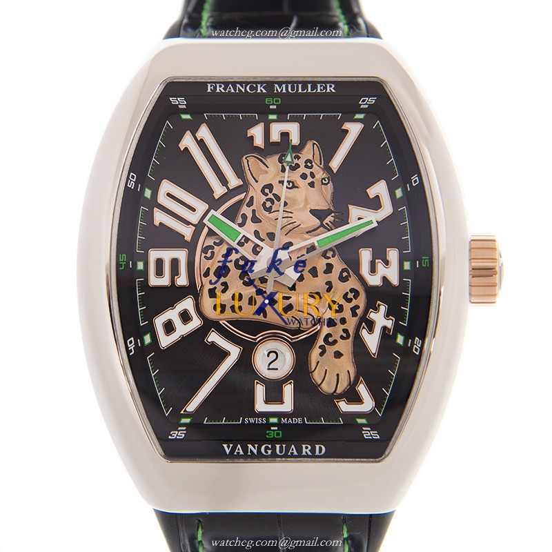 Franck Muller V 45 SC DT AC 5N LEOPARD LIMITED EDITION Replica Watch Automatic Black Dial Stainless - Luxury Replica Watch